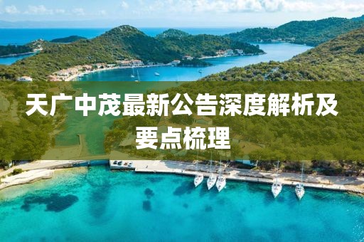 天广中茂最新公告深度解析及要点梳理