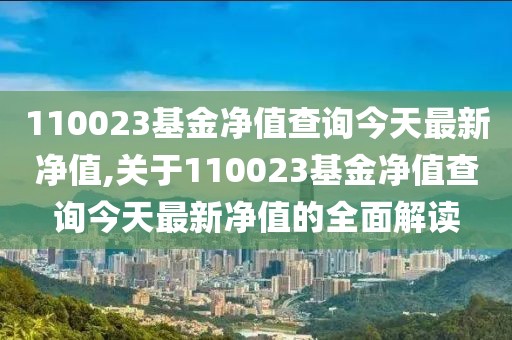 110023基金净值查询今天最新净值,关于110023基金净值查询今天最新净值的全面解读